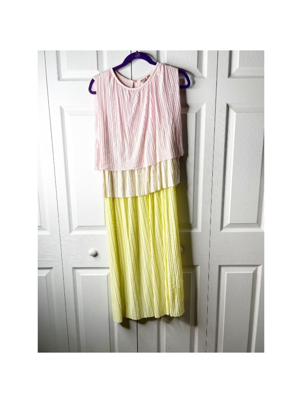 BOSS Hugo Boss Emanis Pink Yellow Colorblock Midi Dress Women's Size XS